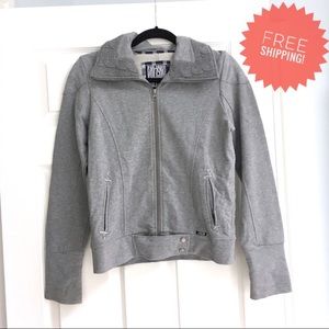 Volcom Gray Front Zip Up Moto Style Sweatshirt